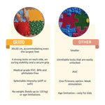 A comparison infographic between Ortoto and other brands of sensory mats.