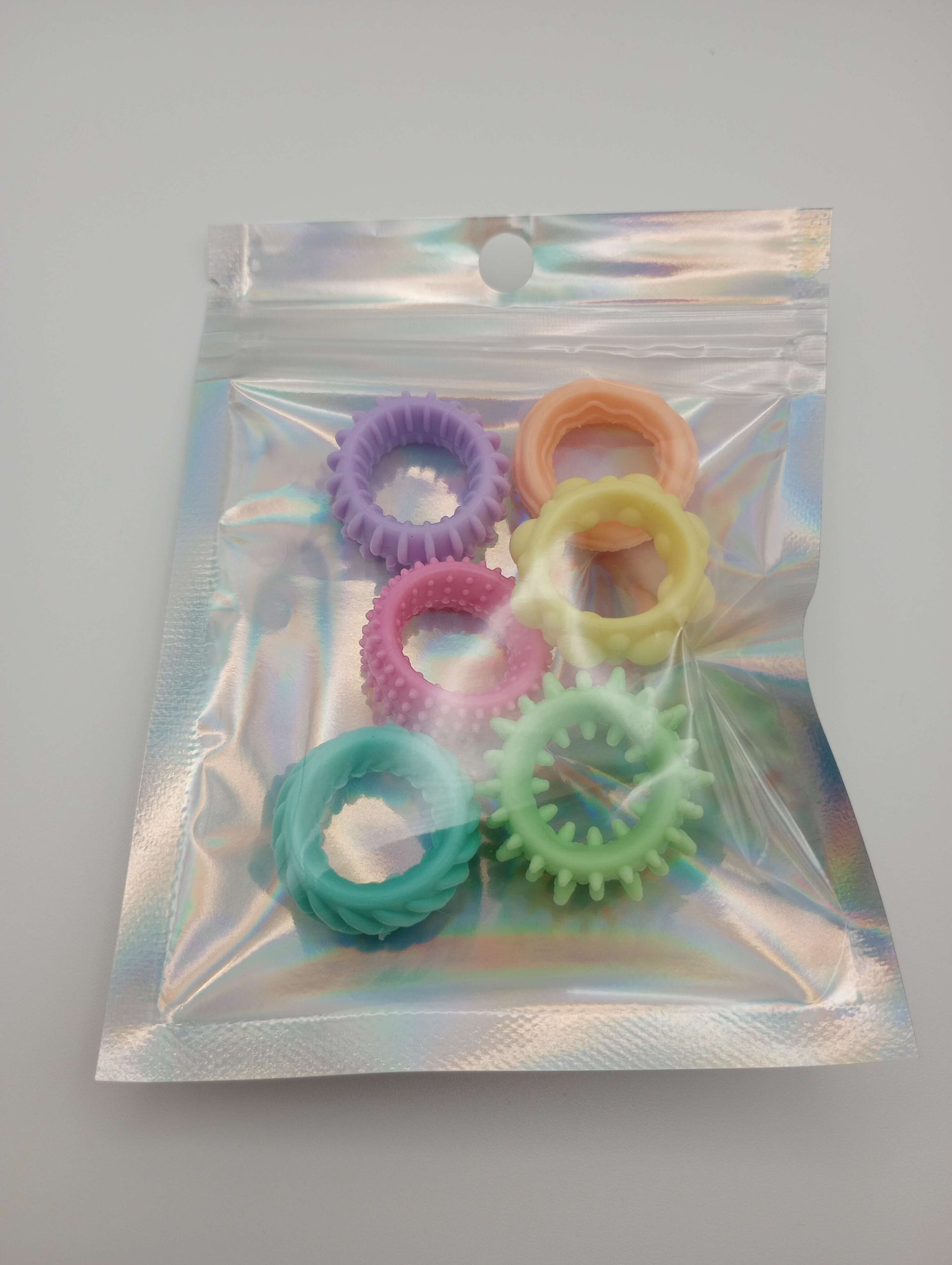 The 6-Pack of Pastel Silicone Sensory Fidget Rings.
