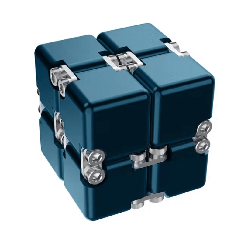 The blue peacock Weighted Metal Infinity Cube.