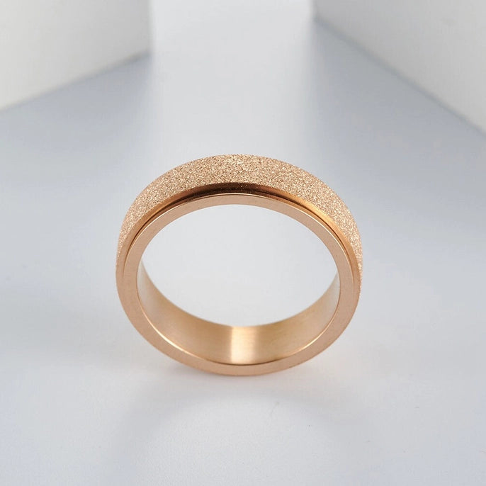 Rose Gold Chrome Spinner Fidget Rings, Stainless Steel.