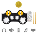 The Roll-Up Electronic Drum Kit and included drum sticks.