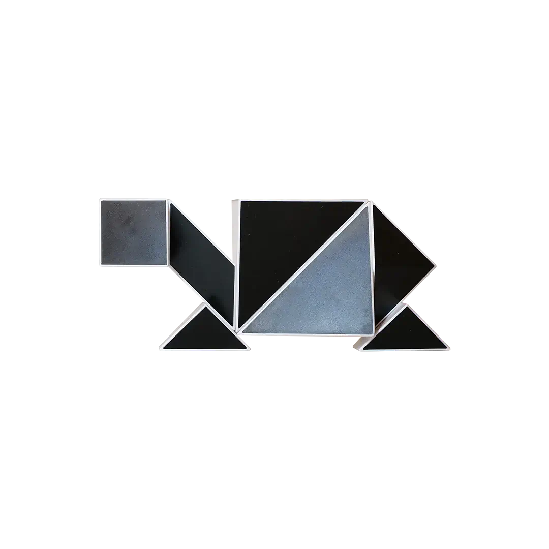 The Pickagram Magnetic 3D Art Puzzle - Reverse Panda shaped like a dinosaur.