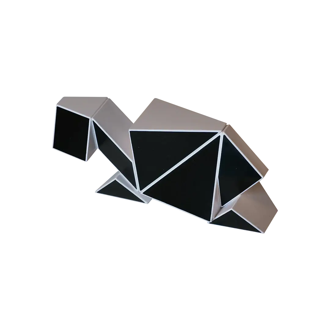 a different perspective of the Pickagram Magnetic 3D Art Puzzle - Reverse Panda shaped like a dinosaur.