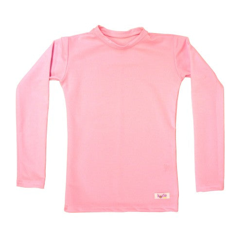 Pink Kozie 4-Way Nylon Long Sleeve Plain and Simple Compression Top.