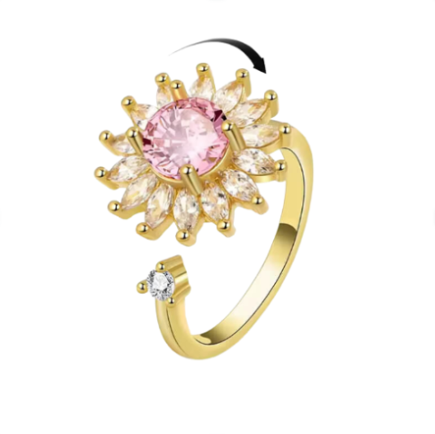 The gold Pink Sunflower Fidget Spinner Ring.