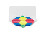 Several colorful blocks form a design reflected in a 4x6" Plastic Mirror.