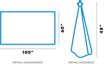 A display of the dimensions of the Sensory Compression Swing.