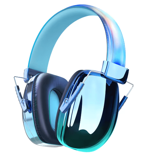 QearFun Adjustable Noise Reducing Earmuffs, Metallic Blue.