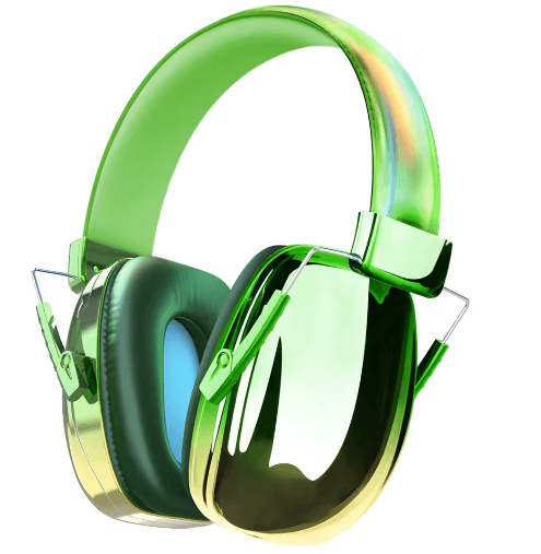 QearFun Adjustable Noise Reducing Earmuffs, Metallic Green.