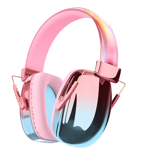 QearFun Adjustable Noise Reducing Earmuffs, Metallic Pink.