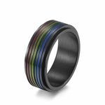 The Rainbow 8mm Stainless Steel (Black) Spinner Ring.