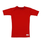 Red Kozie 4-Way Nylon Classic Plain and Simple Compression Short Sleeve Shirt.