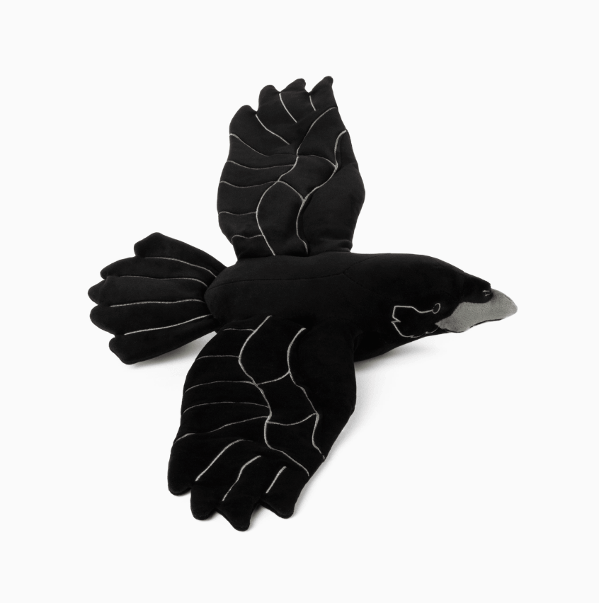 The side profile of the Weighted Raven 2.3 LB Plush.