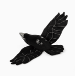 The underside of the Weighted Raven 2.3 LB Plush, featuring two embroidered claws.