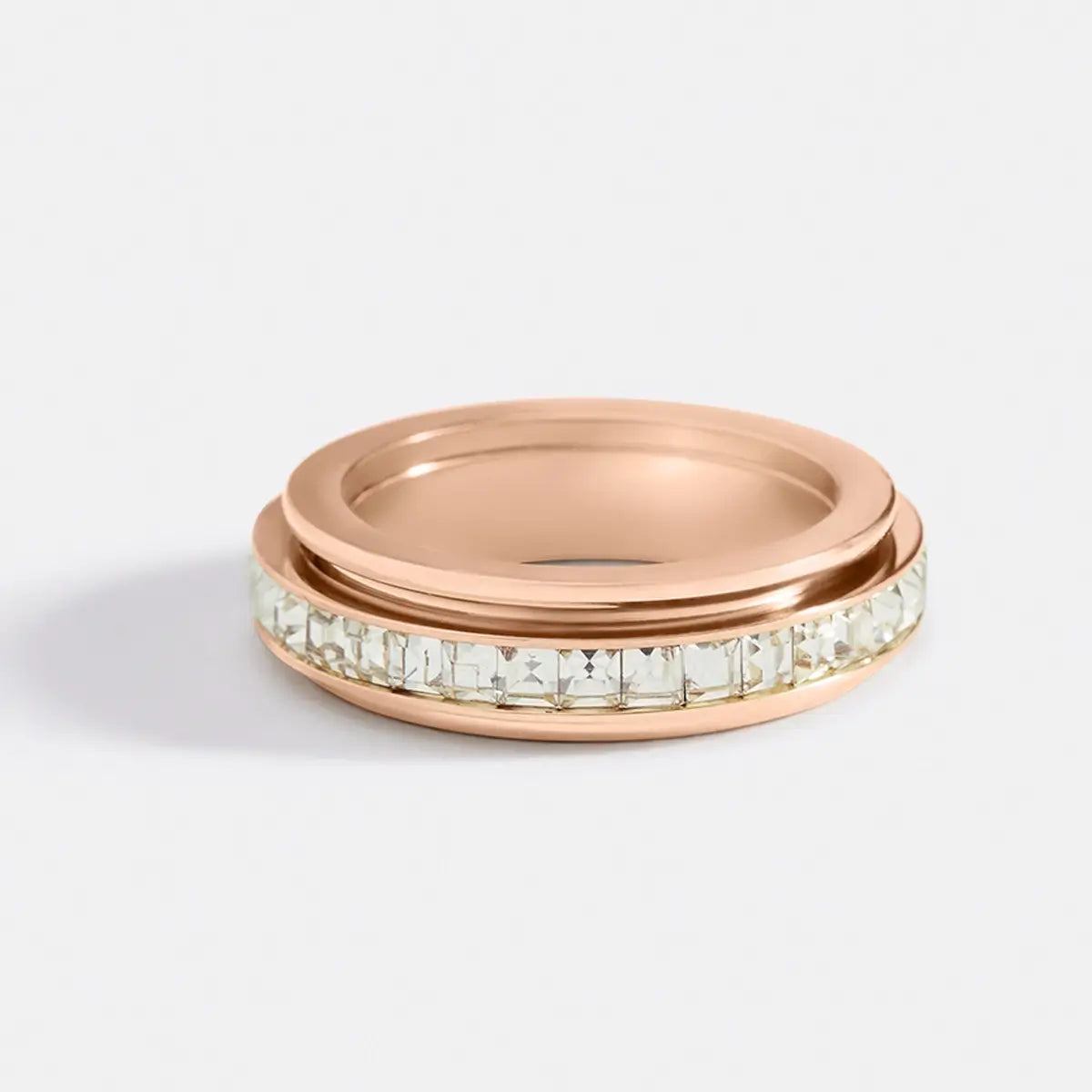 The Mint & Lily Rose Gold Crystal Statement Spinning Fidget Ring.