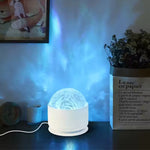 THe USB Powered Round Ocean Wave LED Projector - 16 Colors projects a calming blue light.
