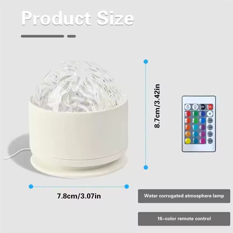 The dimensions for the USB Powered Round Ocean Wave LED Projector - 16 Colors.