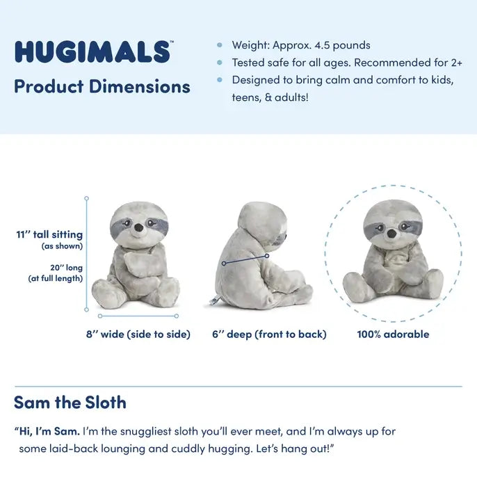 Sam the Sloth Hugimals Weighted Stuffed Animal.