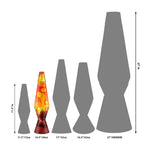 An infographic with the comparative size of the 14.5" Erupting Crater Lava Lamp.
