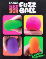 The back of the product package for Teenie Dee Doh Fuzz Ball 4-Pack.