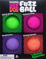 The product package for Teenie Nee Doh Fuzz Ball 4-Pack.