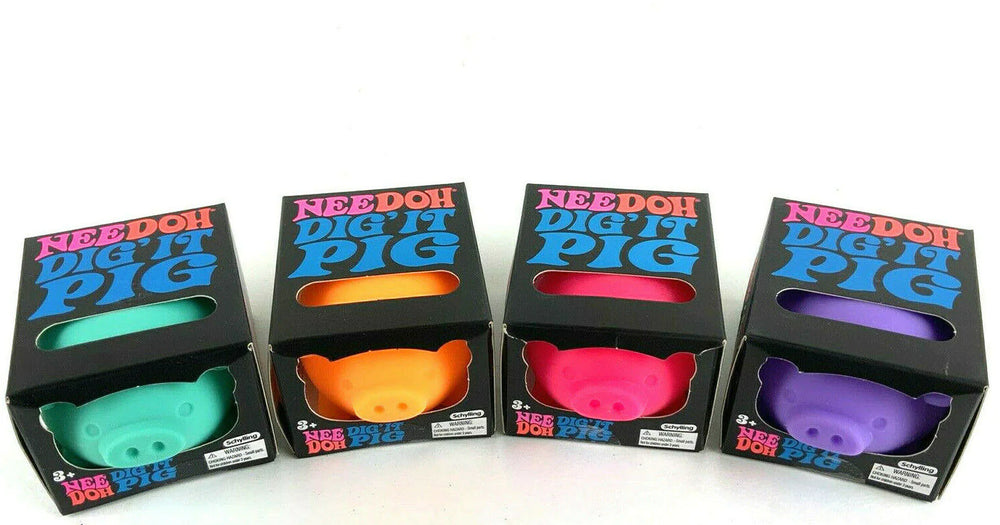 The four colors of Dig It Pig Nee Doh.