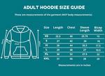 The Sense-ational You Adult Hoodie Size Guide.