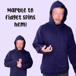 The navy Adult Marble Maze Fidget Hoodie by Sense-ational You.