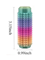 The 3.15"x.99" dimensions of the Shiny Spiky Tactile Sensory Keychain.