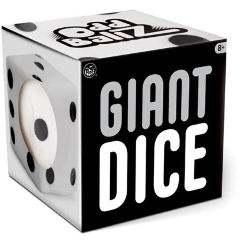The product package for the Giant Dice Stress Ball.