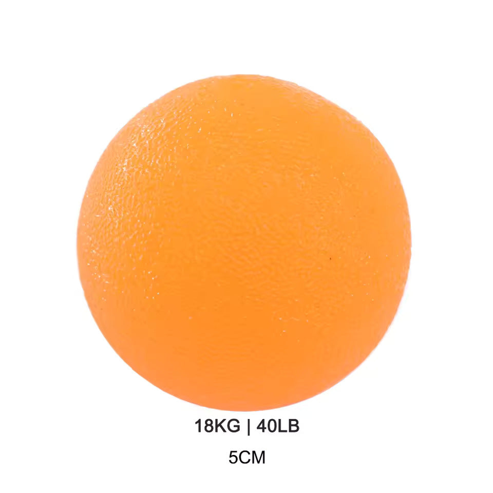 The orange/x-soft Silicone Round Grip Hand Exerciser.
