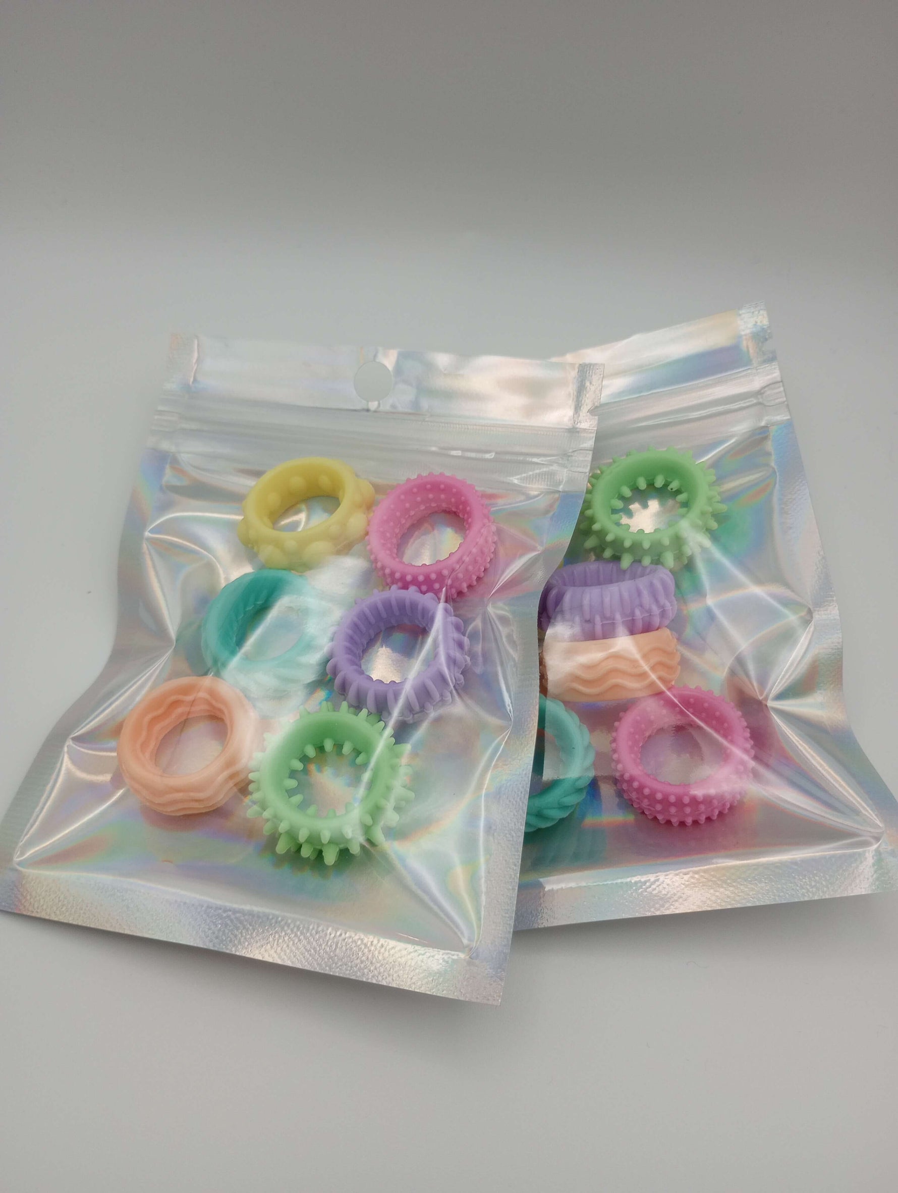 2 6-Packs of Pastel Silicone Sensory Fidget Rings. 