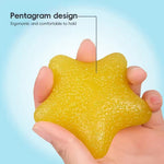 An infographic demonstrating the pentagram design of the Silicone Star Hand Grip Exerciser.