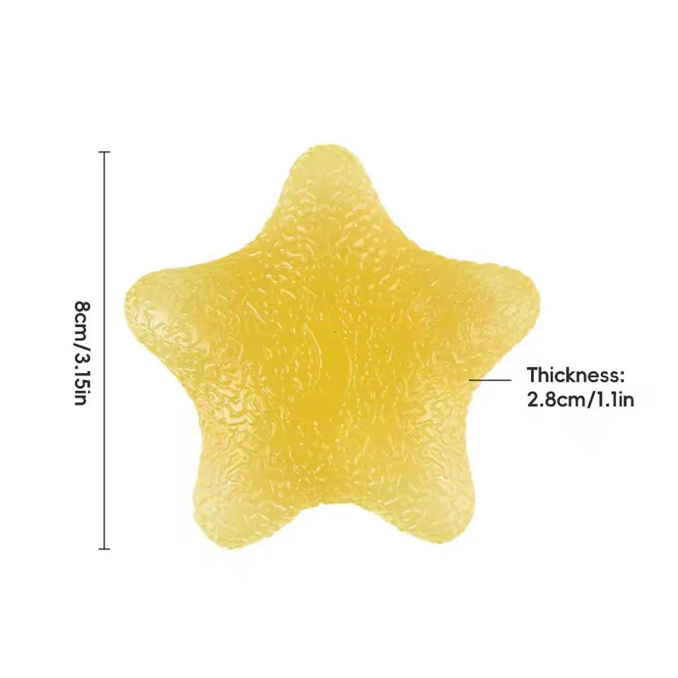 An infographic showing the dimension of the Silicone Star Hand Grip Exerciser.