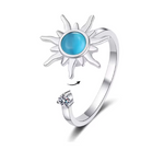 The Silver Blue Sun Fidget Ring.