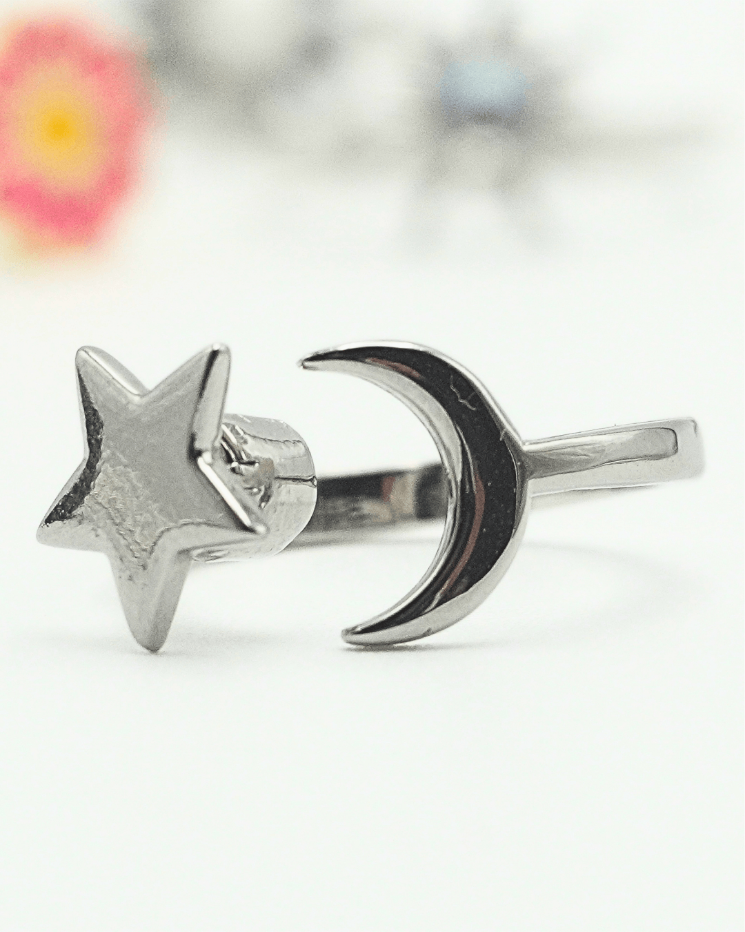 The all silver Moon Star Fidget Ring.