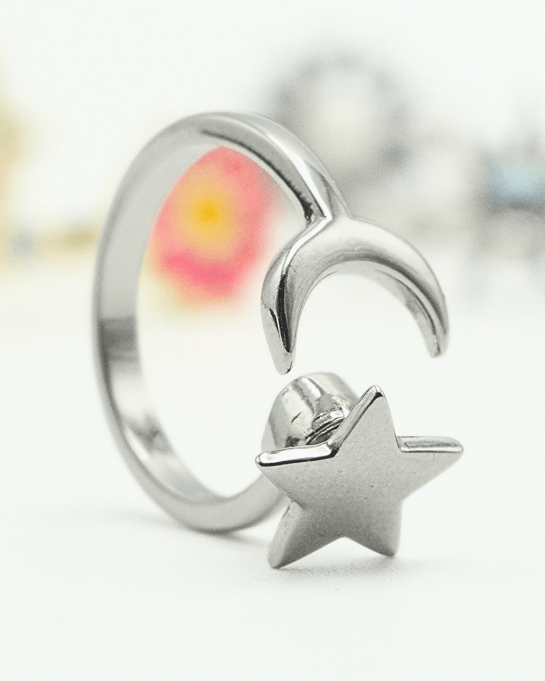 The all silver Moon Star Fidget Ring.