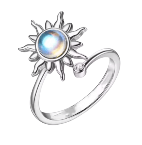 The Silver Sun with Opalescent Pearl Fidget Spinner Ring.