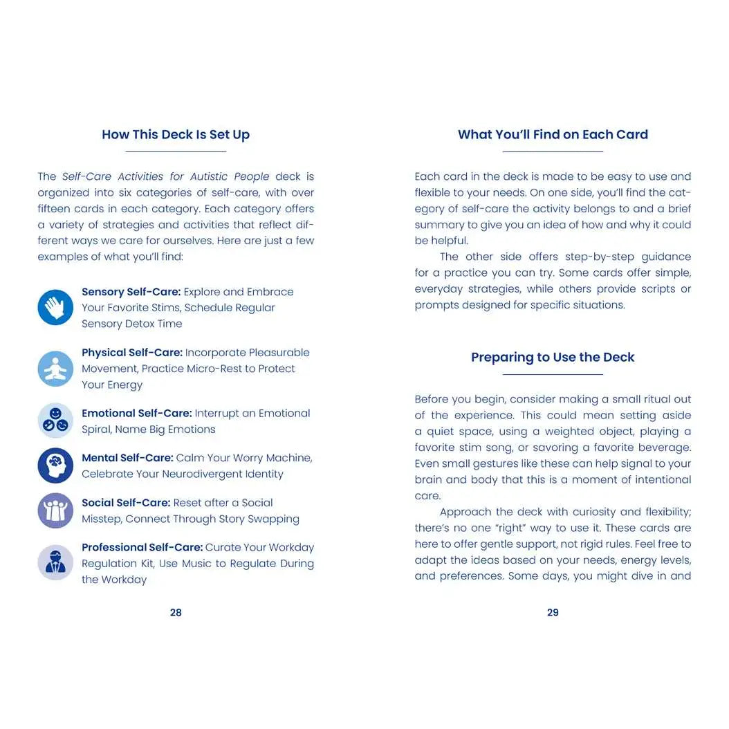 Instructions for using the flash card deck.