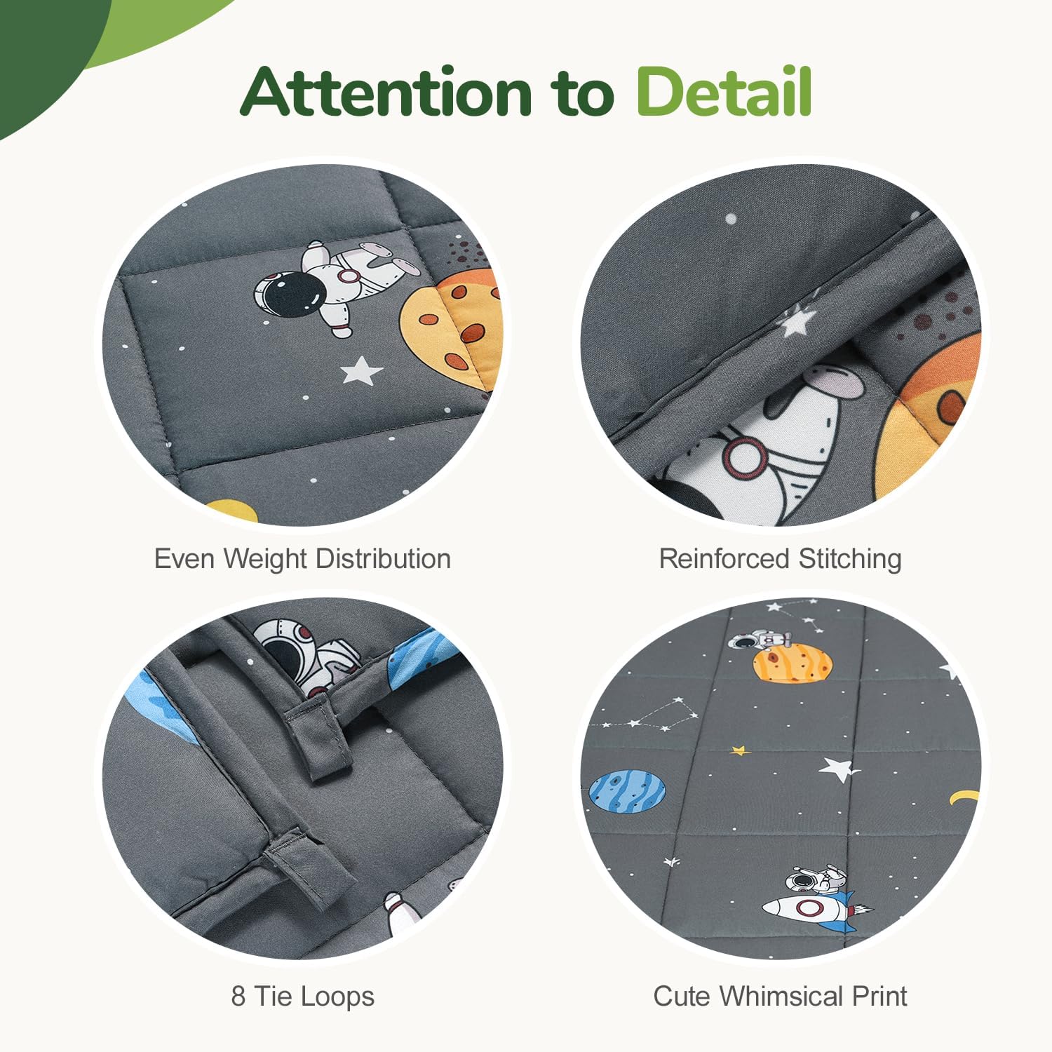 An infographic showing the attention to detail in the production of the Washable Cooling Weighted Blanket - 5 lb.