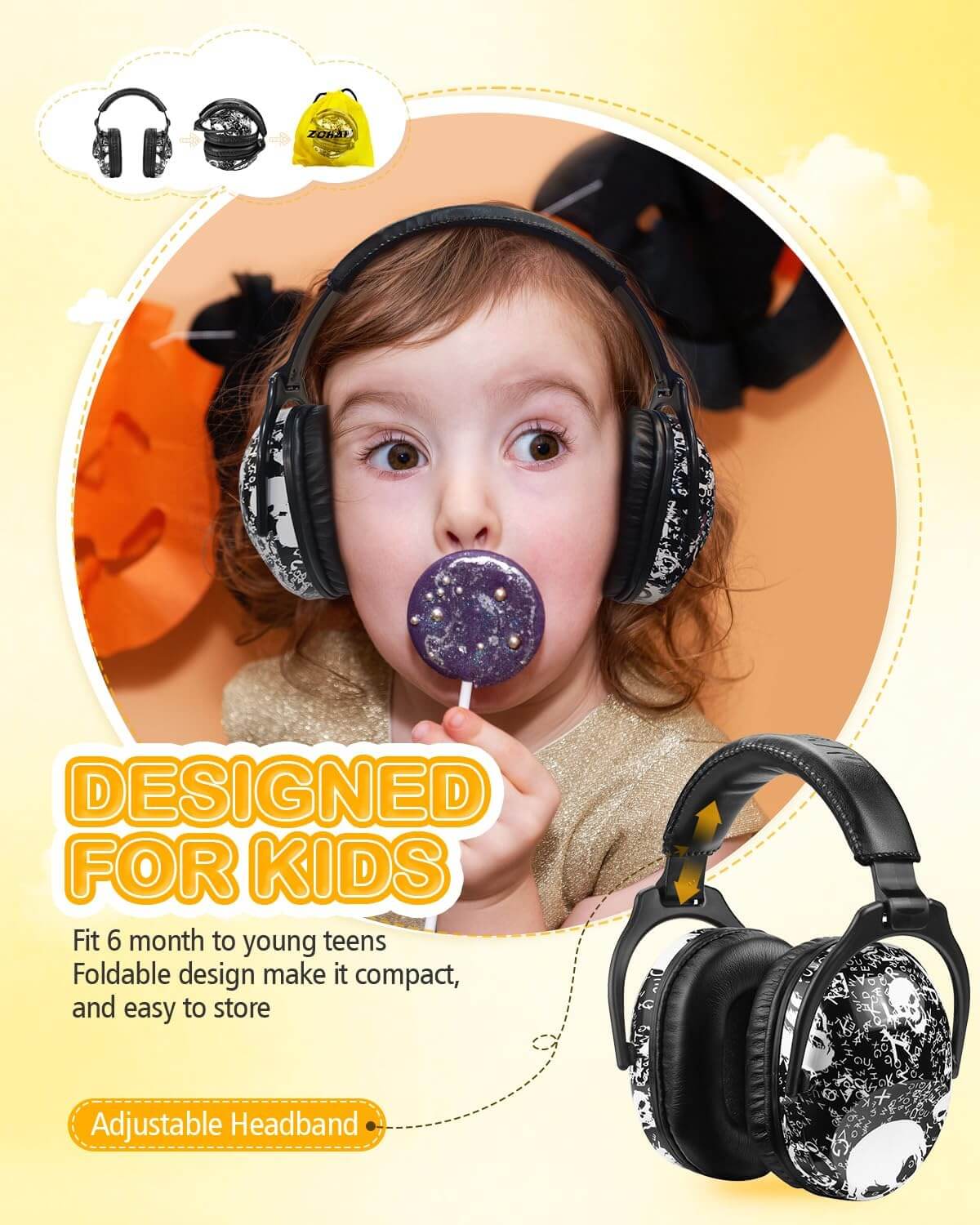 Skulls Adjustable Noise Reducing Earmuffs.