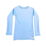 Sky Blue Kozie 4-Way Nylon Long Sleeve Plain and Simple Compression Top. 