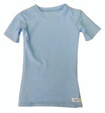 Sky Blue Kozie 4-Way Nylon Classic Plain and Simple Compression Short Sleeve Shirt.