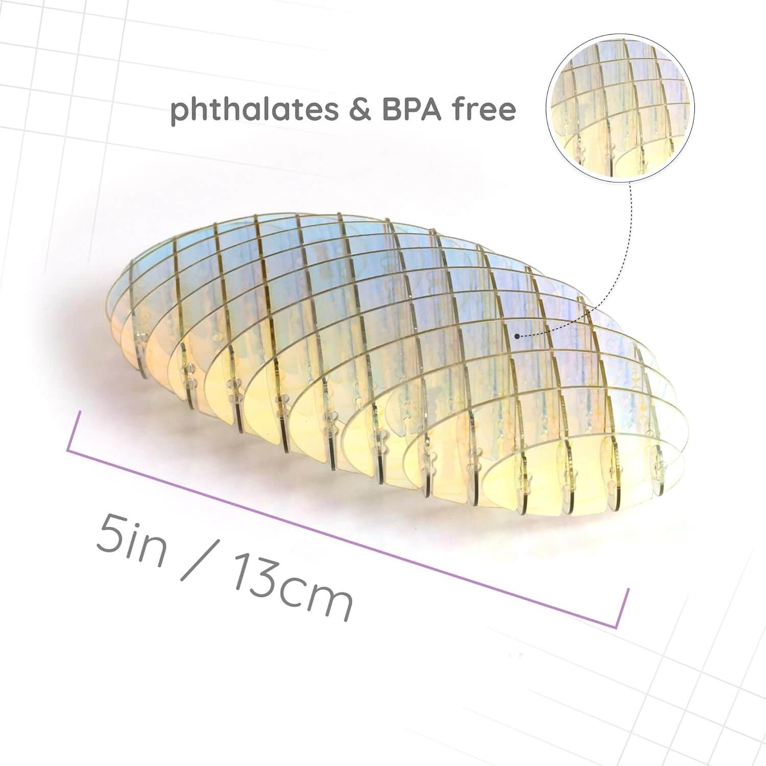 An infographic showing the dimensions of the Small Unicorn Morf Fidget Worm.