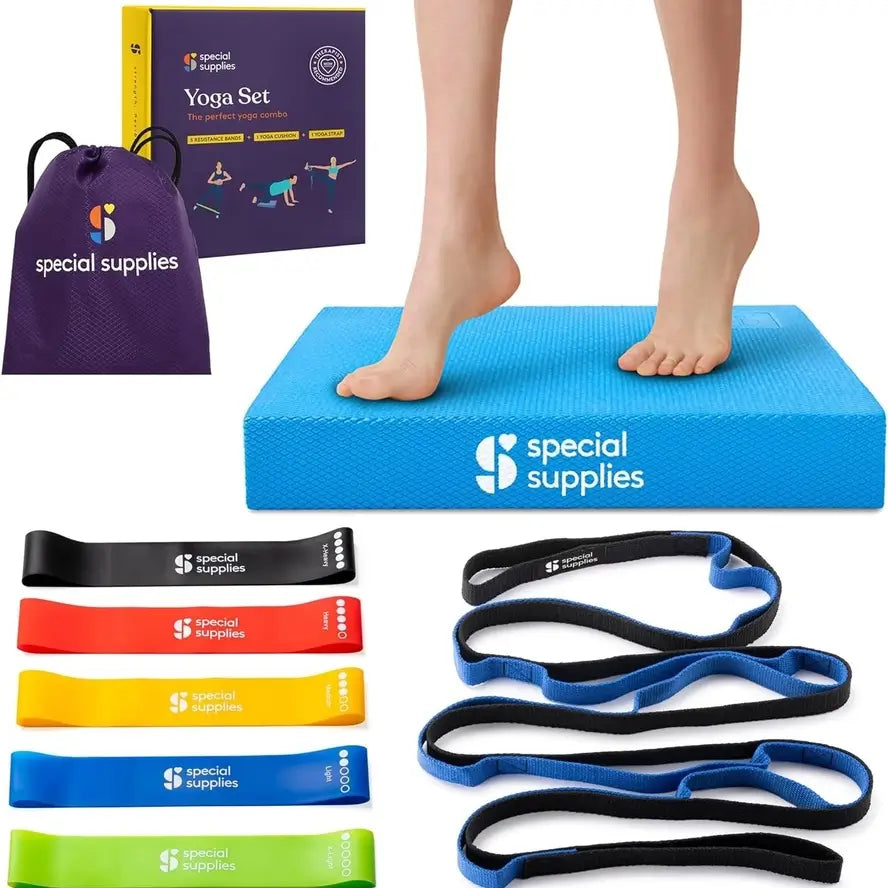 Balance Pad Exercise Kit with Yoga Strap and Resistance Bands.