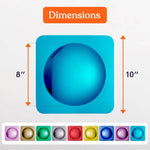 An infographic with the dimensions for the Bubble Wall Acrylic Mirrors.