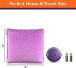 An infographic showing the dimensions of the Dual Sided Vibrating Pillow.