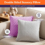 An infographic showing the two textures of the Dual Sided Vibrating Pillow.