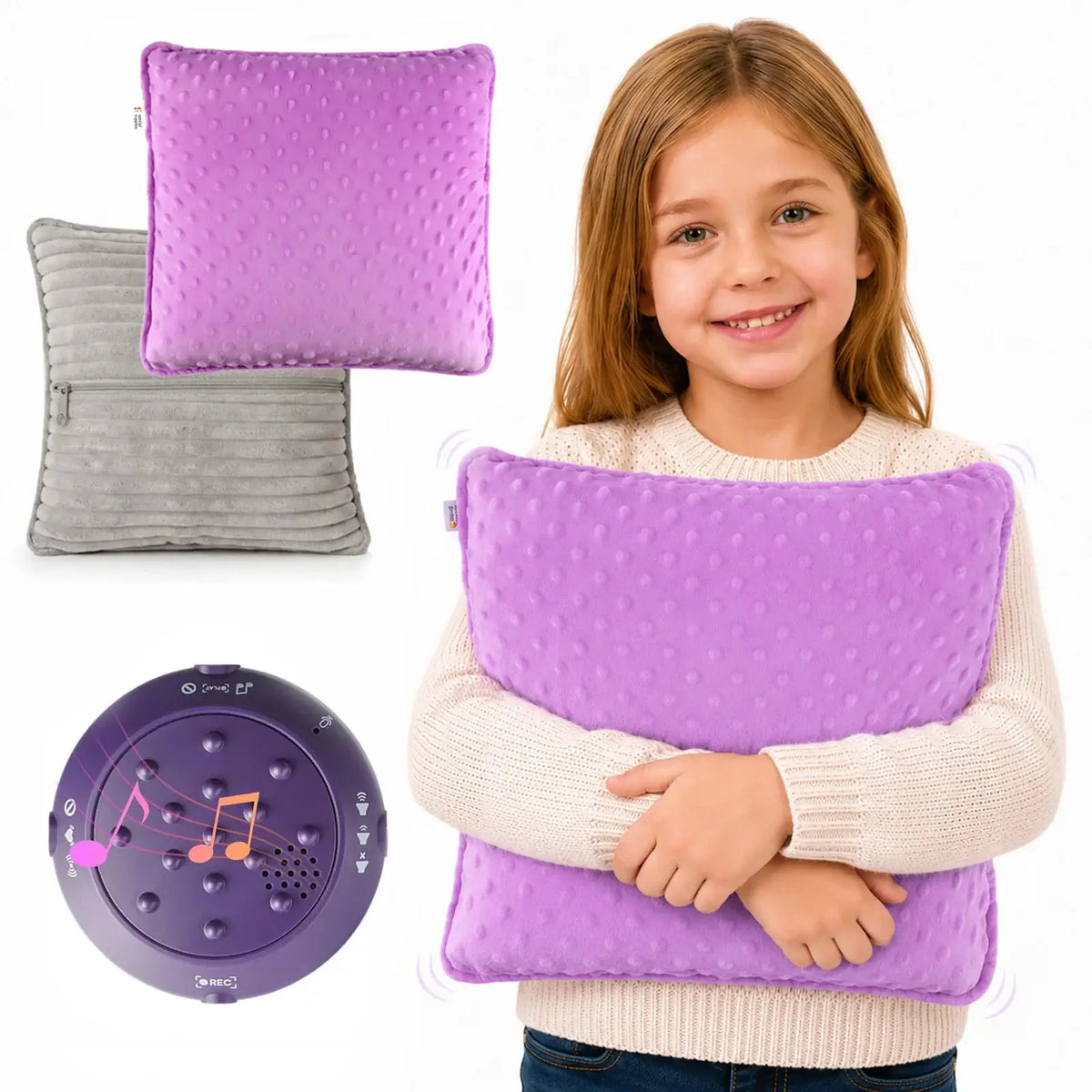 The Purple and Grey Dual Sided Vibrating PIllow.
