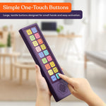 An infographic demonstrating that the Emotion Talker Buddy AAC Device has simple one-touch buttons for small hands.